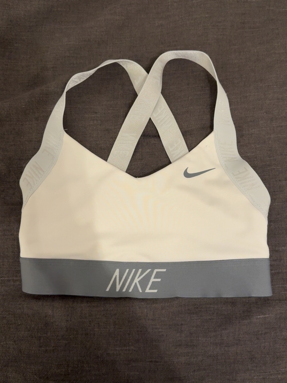 Nike Cream & Gray Crossback Sports Bra